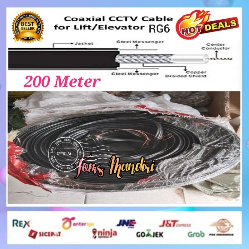 Cable Coaxial For Lift RG6 75 OHM / Cable Lift Elevator RG6 200 Meter
