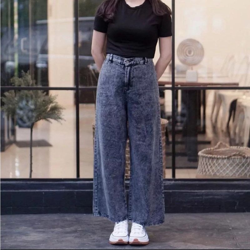 CELANA KULOT BAWAHAN HIGHWAIS// CELANA KULOT JEANS SNOW PANJANG