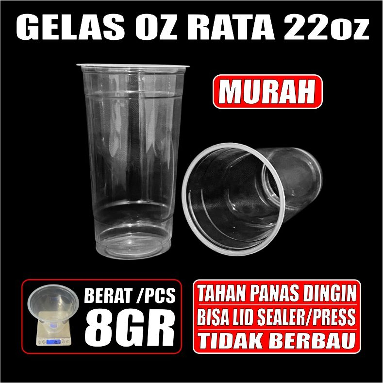 Gelas oz Rata 22oz Cup Plastik Datar Murah Per Dus Semua Jasa Kirim SBY