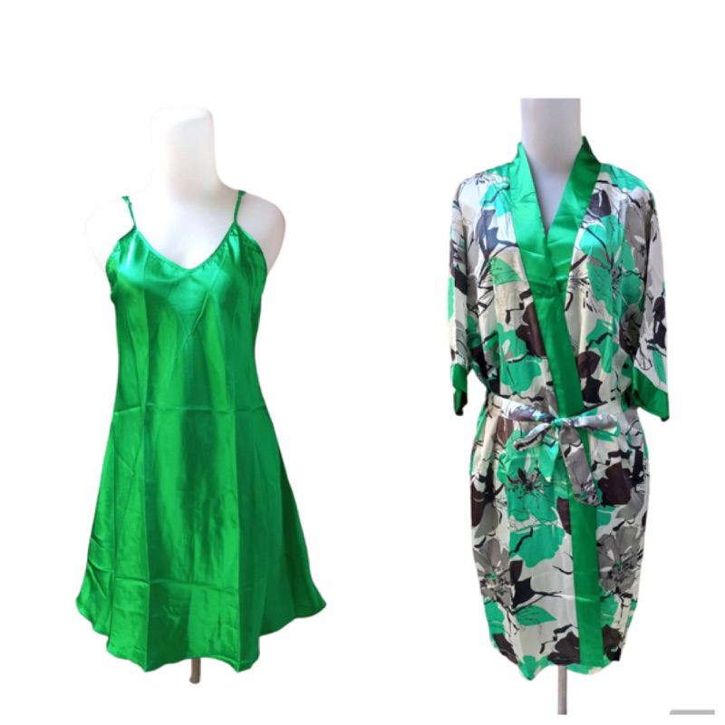 hu7 LIS935 lingerie dress + kimono satin mewah sorella