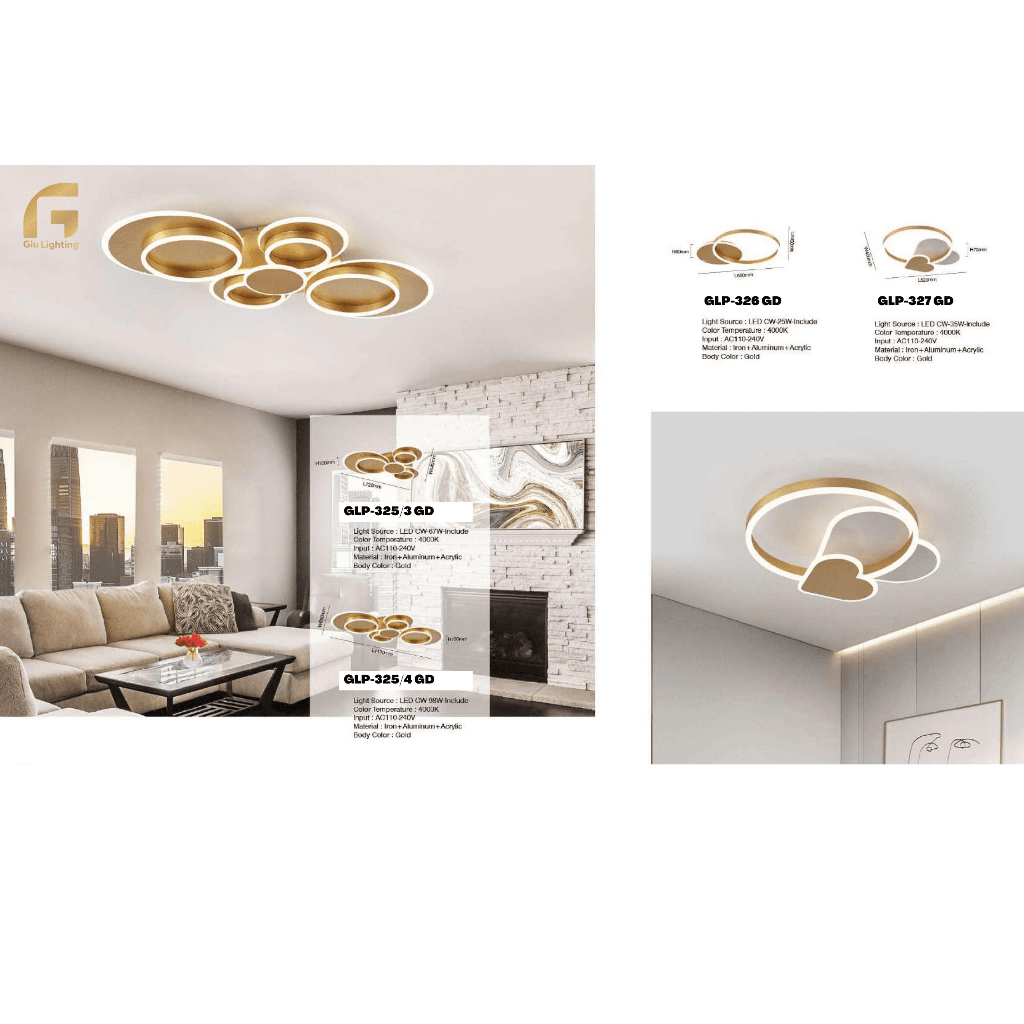 Lampu Tempel Plafon GLP-325/3 GD | GLP-325/4 GD | GLP-326 GD | GLP-327 GD