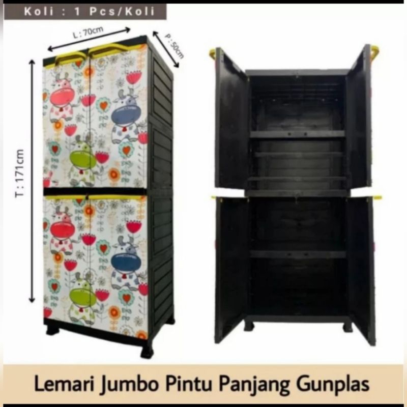 LEMARI PLASTIK 4 SUSUN JUMBO KARAKTER ANAK GUNPLAS