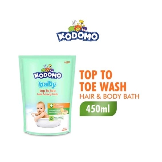 Kodomo top to toe wash 2in1 hair &amp; body 450ml sabun shampoo bayi