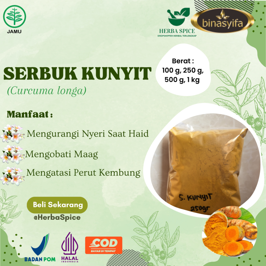 

SERBUK KUNYIT/KUNYIT SERBUK/BUBUK KUNYIT/KUNYIT BUBUK/BUBUK/KUNYIT 100-250 gram