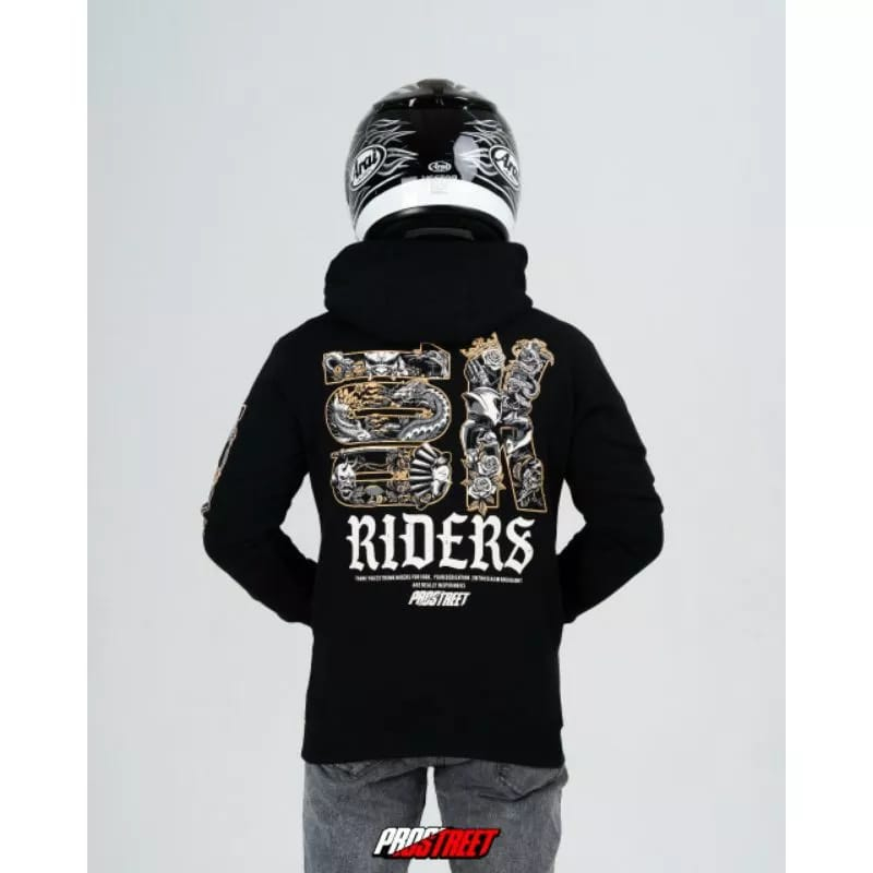 COD - HOODIE MOTOR PROSTREET RIDER -HITAM PREMIUM KUALITAS DISTRO UNISEX BAHAN TEBAL GRAMASI 280