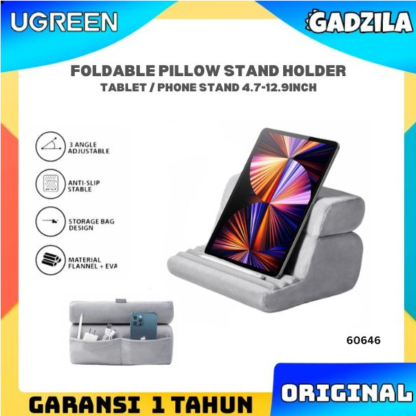 UGREEN Standing Phone Holder + Storage Bag Pillow Bantal iPad Air Pro 11 inch 12.9 inch Mi Pad Galaxy Tab Tablet Tempat HP iPhone Kabel 60646