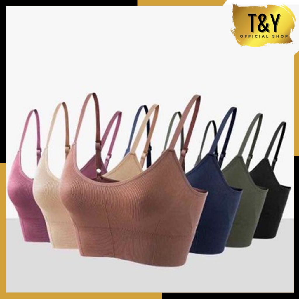 T&amp;Y Bra Sport Wanita tanpa kawat Model Seamless kode B400 dengan Tali Strap Isi Busa Bergaya Sexy