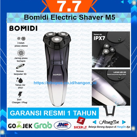 Bomidi M5 Electric Shaver Alat Cukur Cukuran Kumis Jenggot Waterproof Electric Razor Men Perawatan Pria ECM system IPX7 LED HD Shaving &amp; Grooming