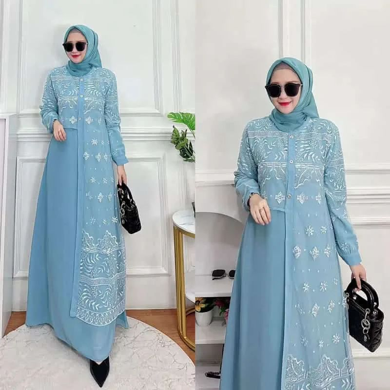 Allena Dress CERUTI BABYDOLL KOMBINASI BRUKATTILLE / Gamis Kondangan BAJU DEWASA MURAH TERBARU 2023 BUSUI FRIENDLY