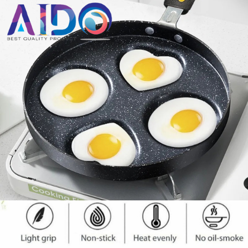 Aido Panci Penggorengan Anti Lengket Hati 4 In 1 Panci Campuran Aluminium Panci Masak Panci Pemanggang Telur Pancake Panci Pemanggang Steak Panci Pemanggang Gas