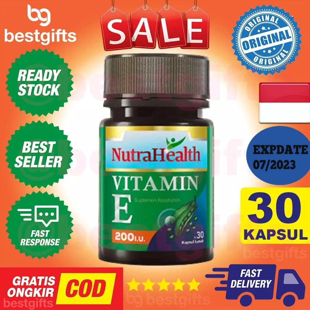 NUTRAHEALTH NUTRA HEALTH VITAMIN E 200 IU ANTIOKSIDAN KESEHATAN KULIT MATA HORMON HAMIL 30 KAPSUL