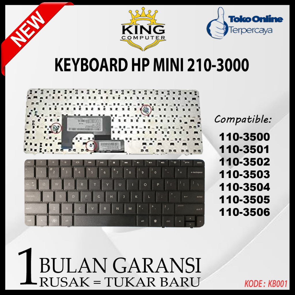 Keyboard HP Mini 1103 1104 110-3500 210-3000 210-4000 110-3556 Black