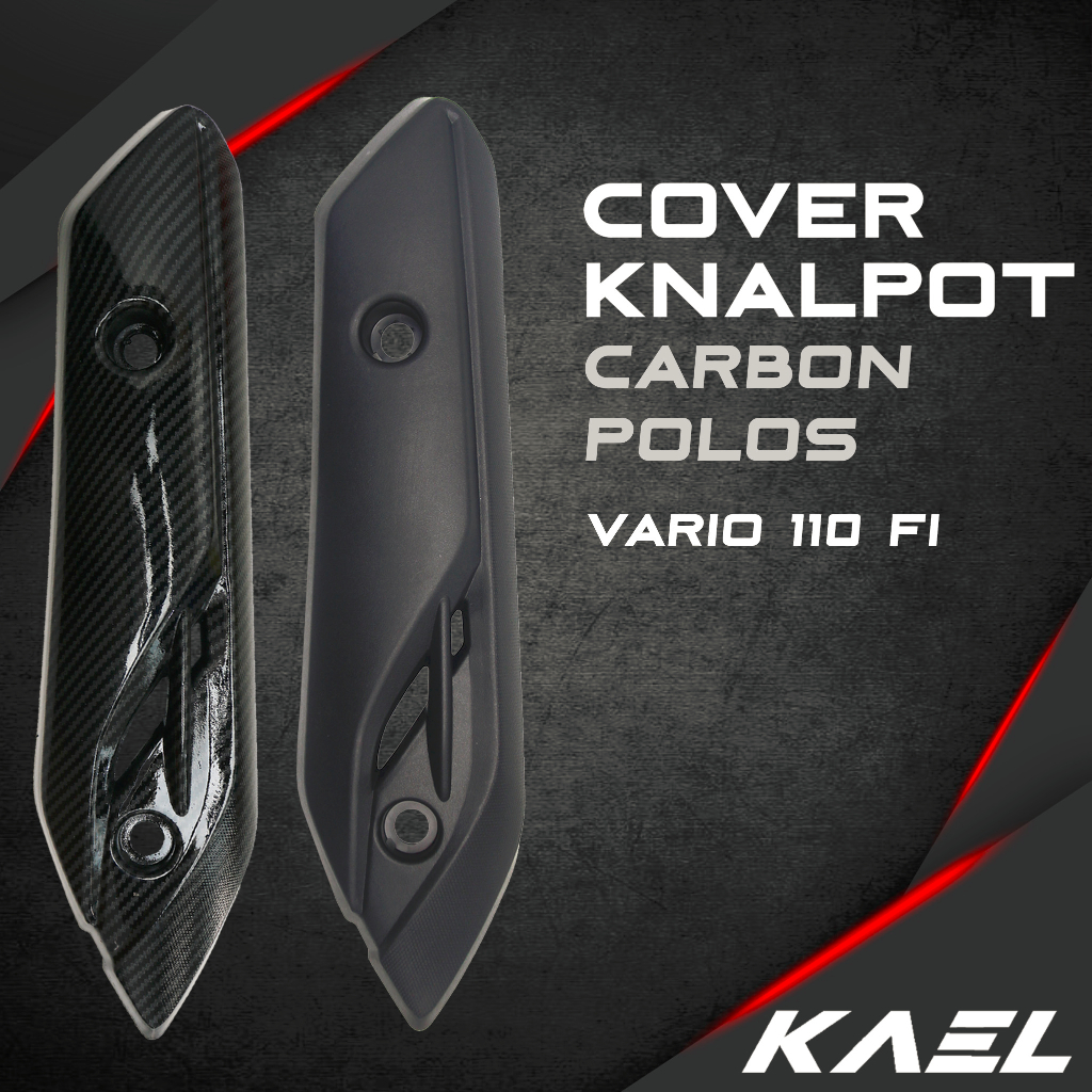 Cover Knalpot Honda Vario 110 FI 2014 Carbon-Karbon-Hitam Polos Tutup-Tameng-Pelindung Kenalpot-Muffler-Exhaust