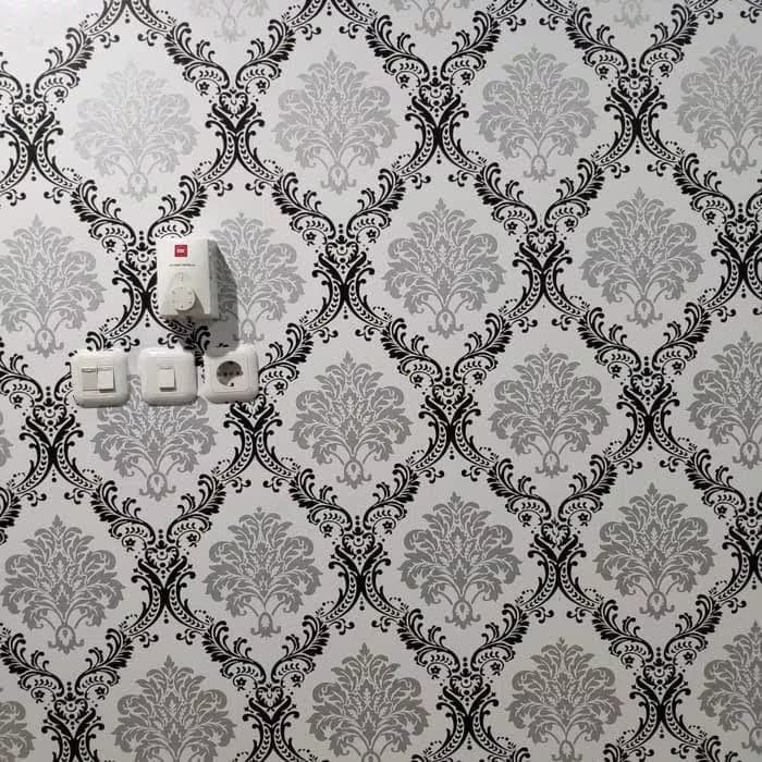WALLPAPER STIKER DINDING.CORAK BATIK KOMBINASI SILVER