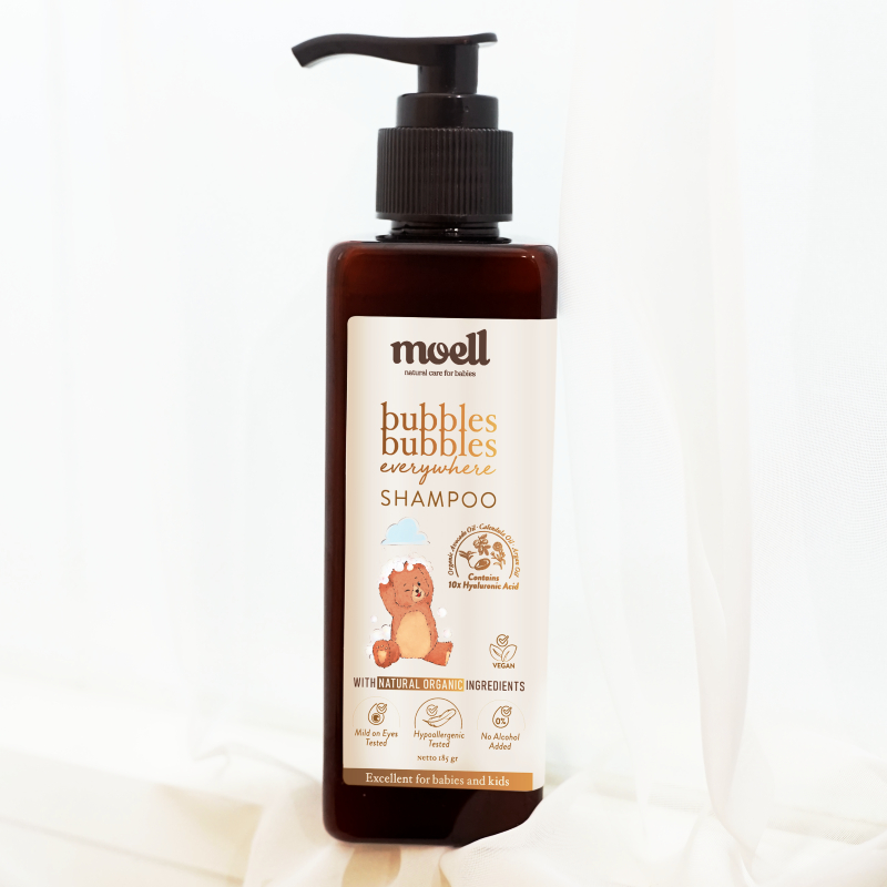 Moell Bubbles Bubbles Everywhere Shampoo 185gr / Shampo bayi / natural organic/ SLS free / Alkohol Free / Essensial Oil