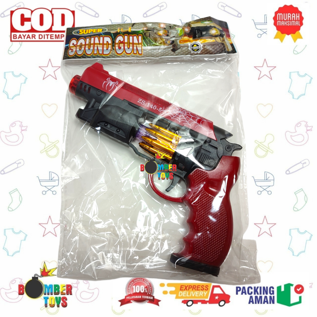 Mainan Anak Pistol Pistolan Getar Flashing Gun SNI Baterai Suara Lampu