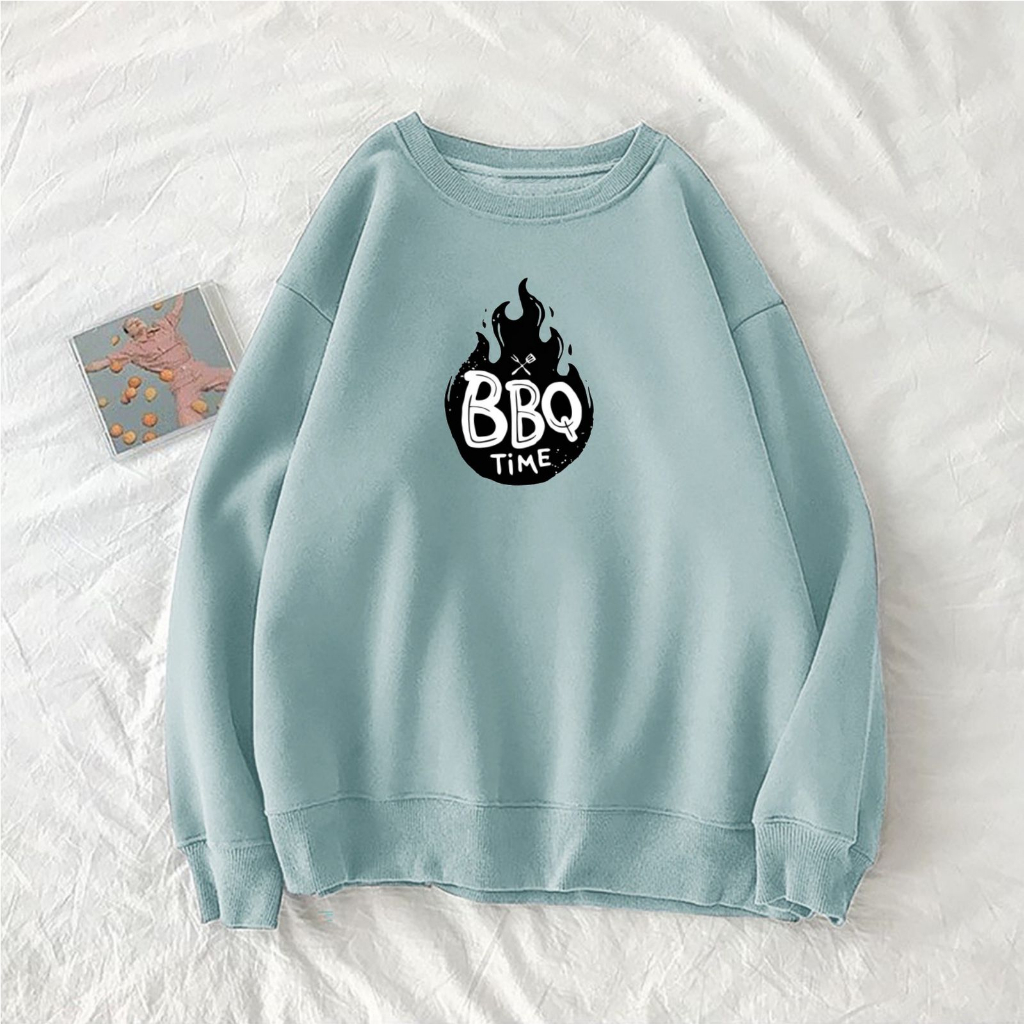 BBQ TIME Sweater Oversize Crewneck Wanita SIZE M - XXL