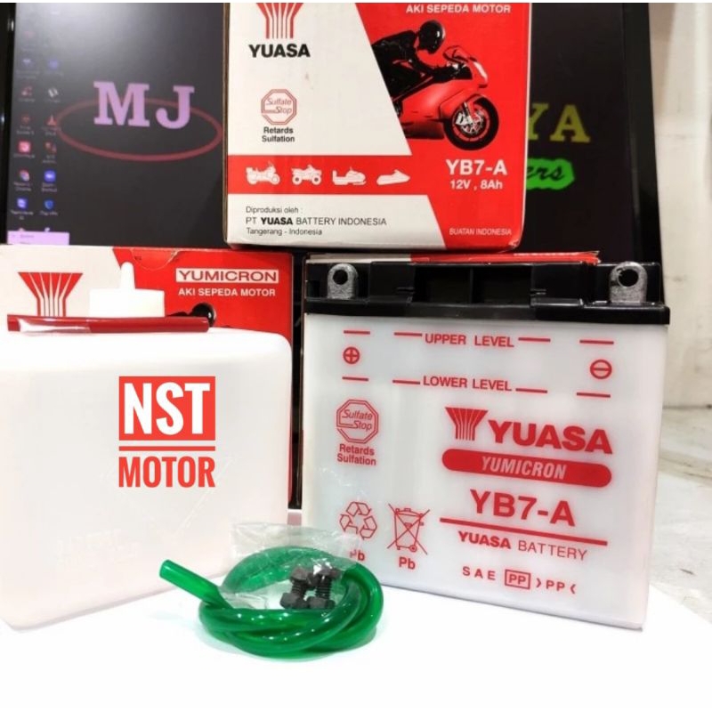 Aki Accu Yuasa YB7A 12Volt 8Ah Aki Basah Thunder 125 Original Yuasa