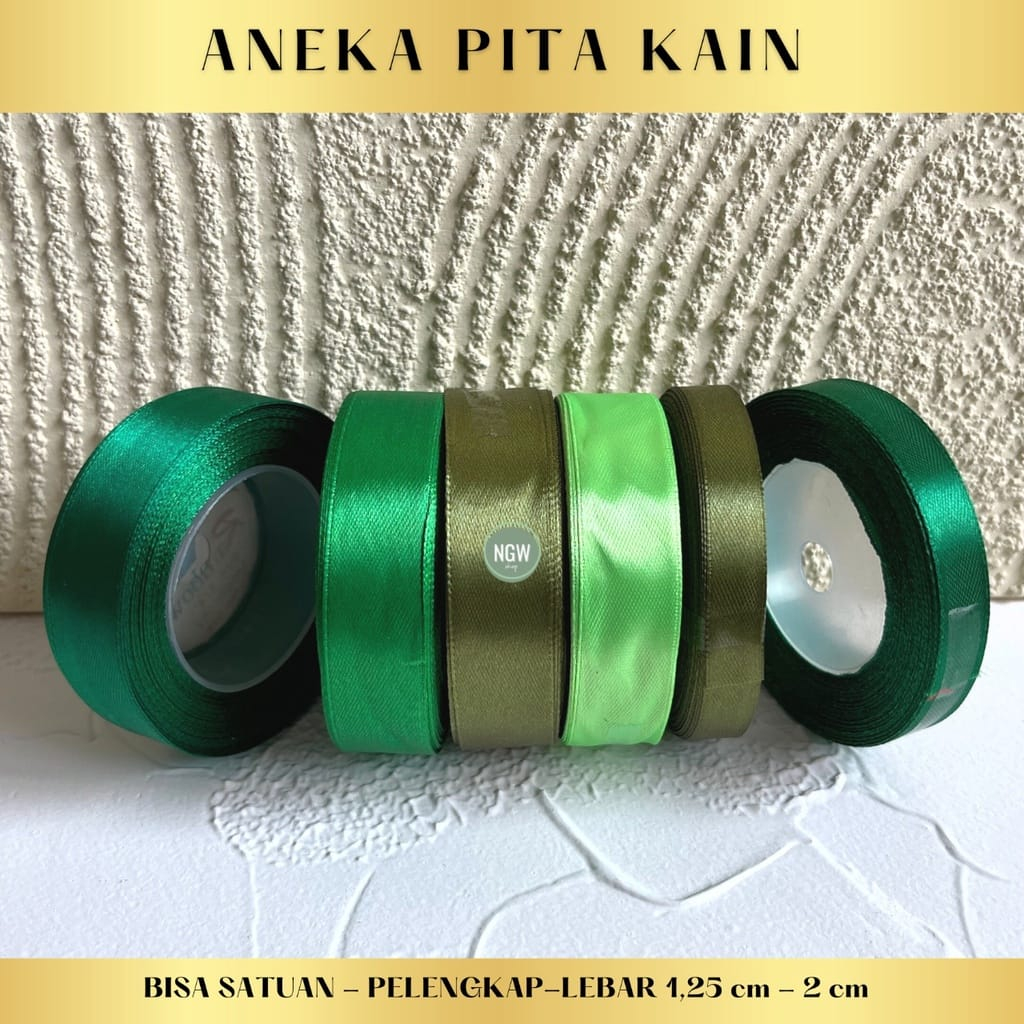 PITA ANEKA WARNA dan ANEKA UKURAN 20 yard hiasan souvenir kado 4cm