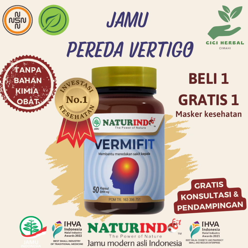 Vermifit Obat Herbal Vertigo Migrain Sakit Kepala Naturindo