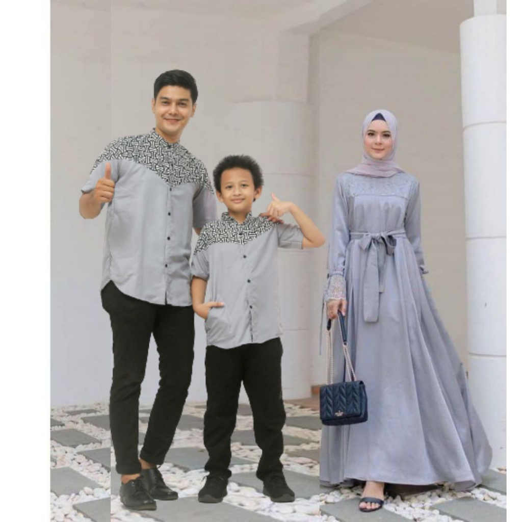 Couple Setelan Busana Muslim Muslimah Terbaru Gamis Payet dan Koko Premium