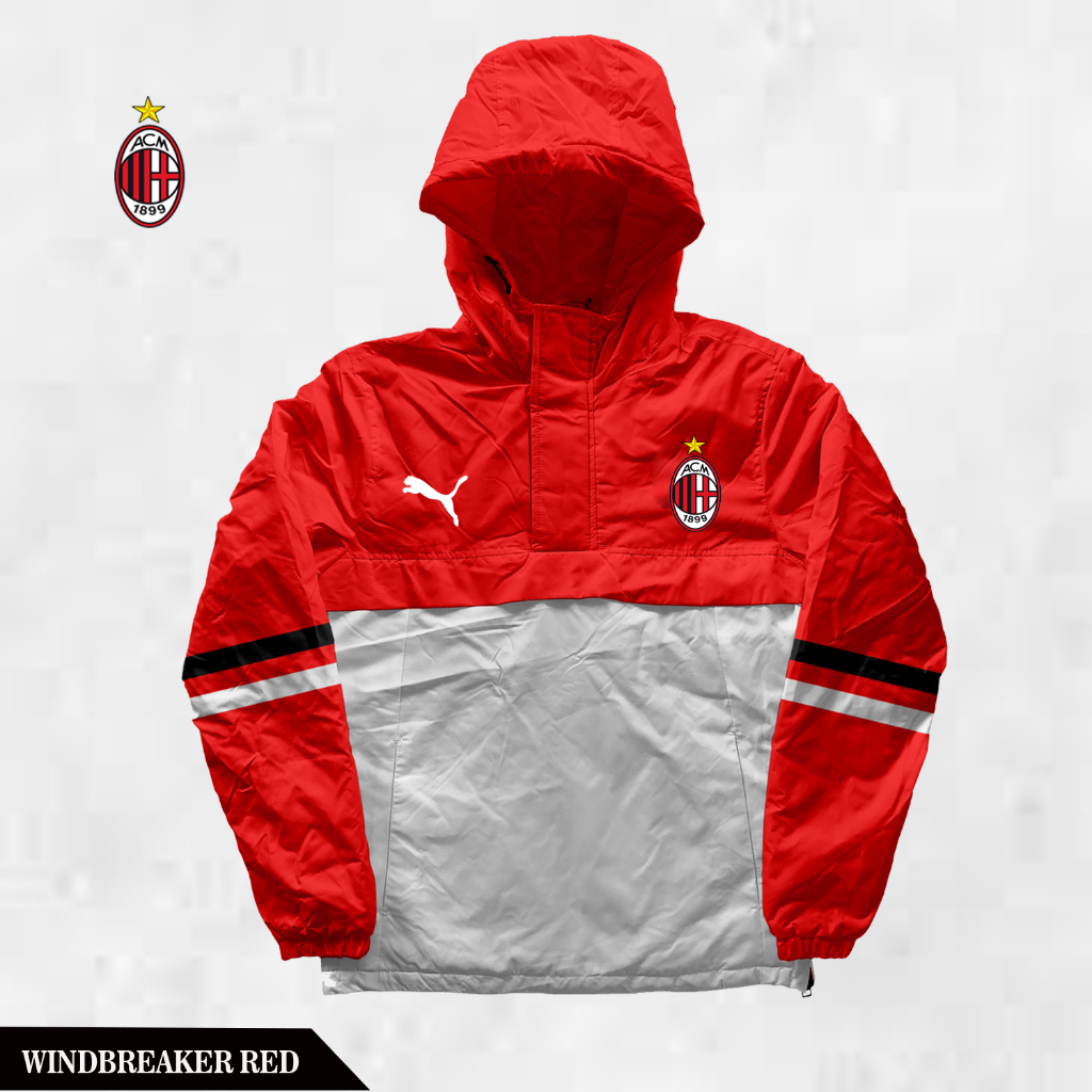 Jaket Pria Parasut Windbreaker Ac Milan Sporty Olahraga Sepeda Running and Jogging / Jaket Windbreak