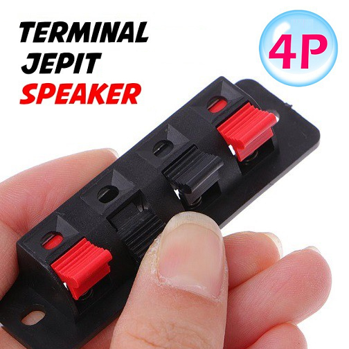 Terminal Kabel Speaker Jepit Besar 4 Pin Model Jepit merah HItam Dudukan Box Speaker Pin BA-79