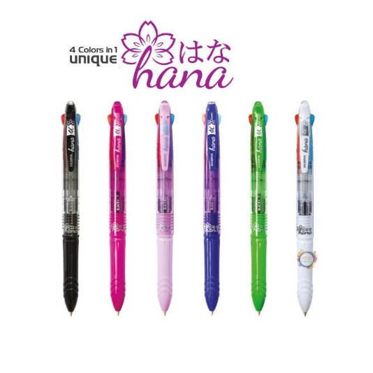 

ZEBRA Hana 4C Pulpen Gel 4in1 0.5mm Semi Gel Pen Multifunction (4 Warna dalam 1 Pen)