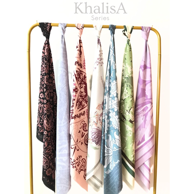 KHALISA SERIES SVOIR HIJAB SEGIEMPAT MOTIF LUREX CHIFFON