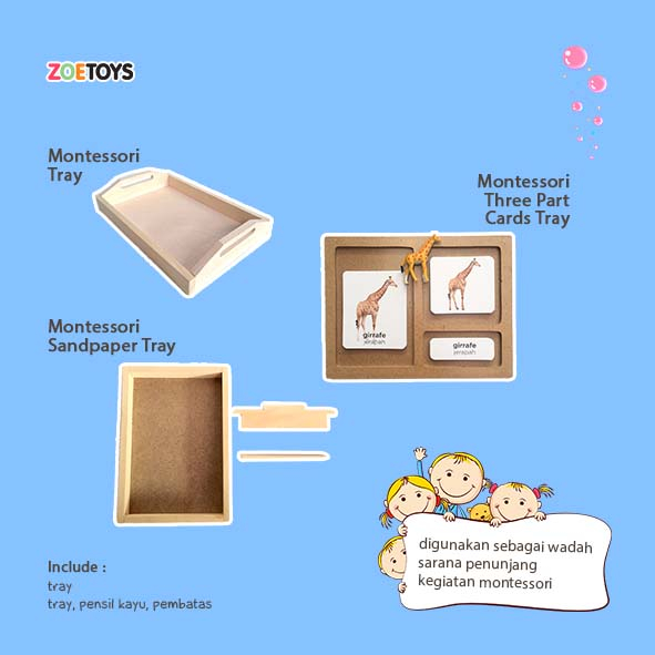 Zoetoys Montessori Sandpaper Tray Set | LANGUAGE Sand paper Alphabet  | Mainan Edukasi Anak