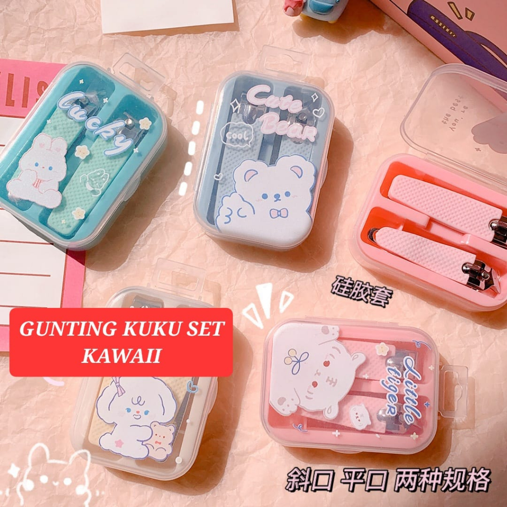 GUNTING KUKU SET KAWAII ISI 2 PCS NAIL CLIPPER LUCU MANICURE PEDICURE