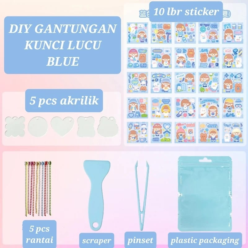 DIY GANTUNGAN KUNCI LUCU AKRILIK STIKER MOMO LUCU HOLOGRAM KEY CHAIN GLITTER KOREA STATIONARY