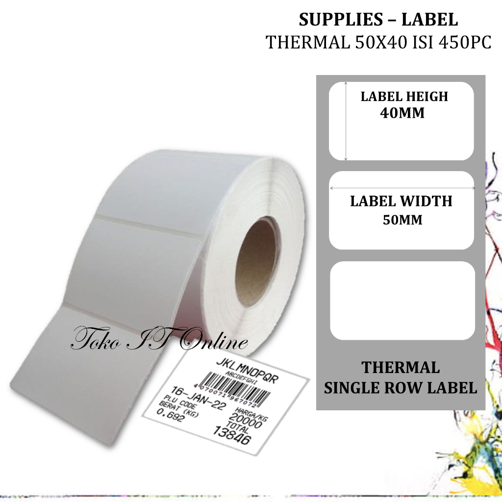 Label Thermal 50x40 isi 450 Stiker Timbangan Buah Digital Core 2 inch 3 inch Label Cetak Nama Barang