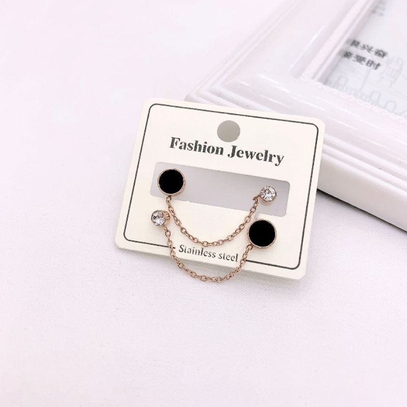 Anting Titanium asli anting 2lubang anti karat anti alergi Premium Quality Branded Band Anti karat Anting Stainless Steel Ori G818