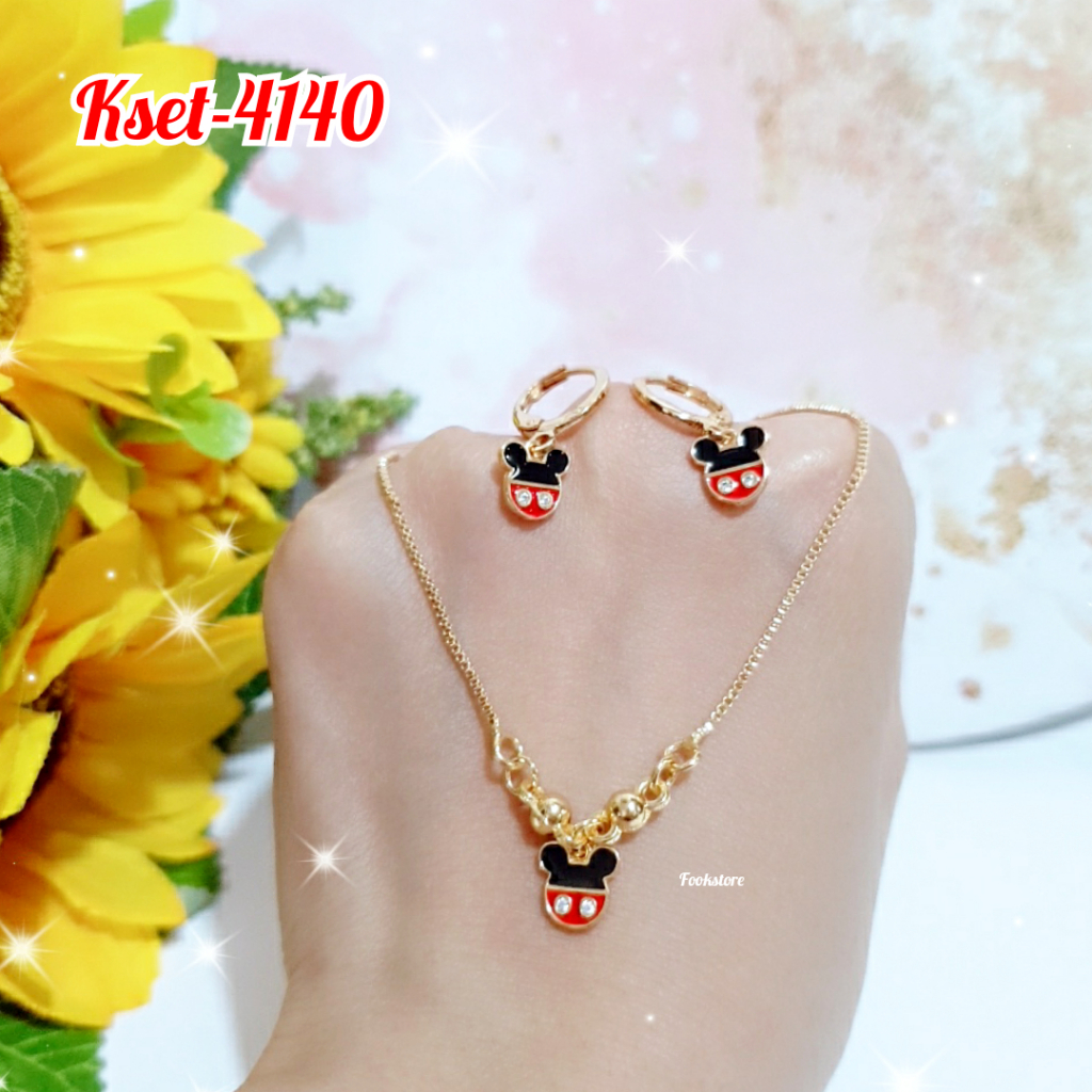 SET PERHIASAN ANAK KALUNG ANTING MOTIF KARTUN/KSET-4140/KSET-4142