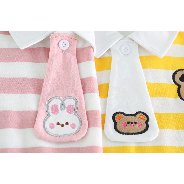 Setelan Anak Laki Laki + dasi LIAM Baju Set 2in1 Kaos Polo Garis dan Celana Pendek Import