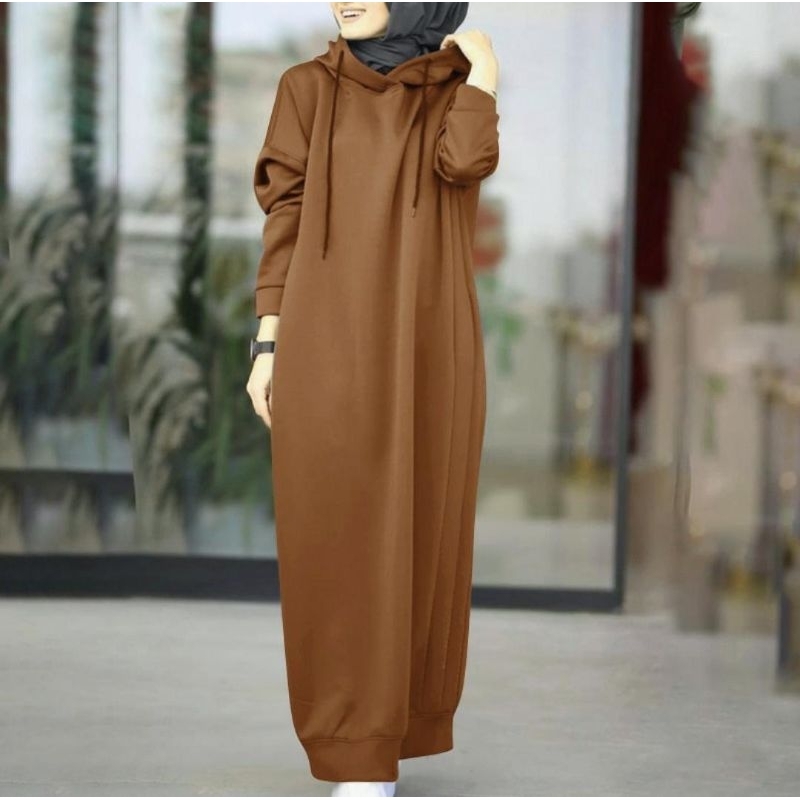 LONG DRESS IRENE HODIE, BABYTERRY, GAMIS HIJAB MUSLIM, DRESS MAXY, TUNIK, 3 UKURAN