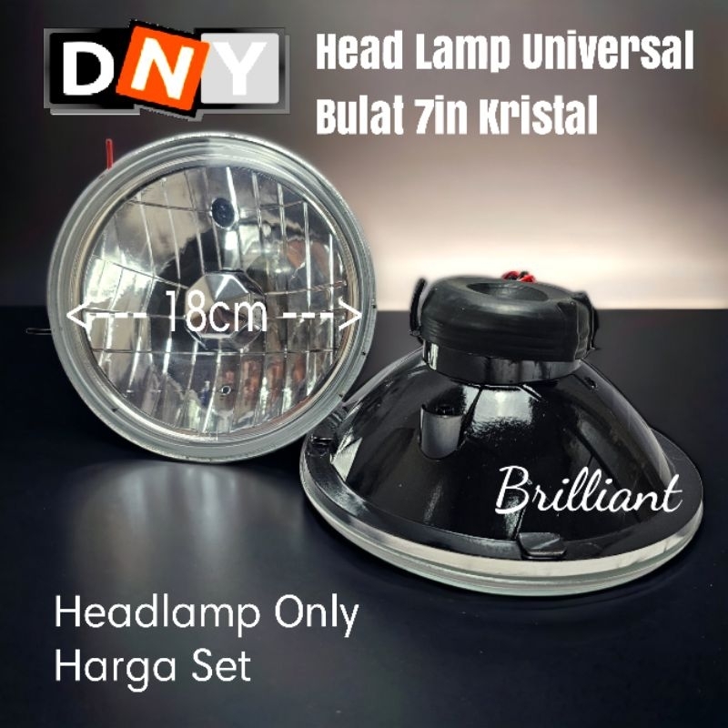 Headlamp / Head Lamp - DNY Universal Kotak Bulat Tipe Metal - Harga Set 2pc Tanpa Halogen
