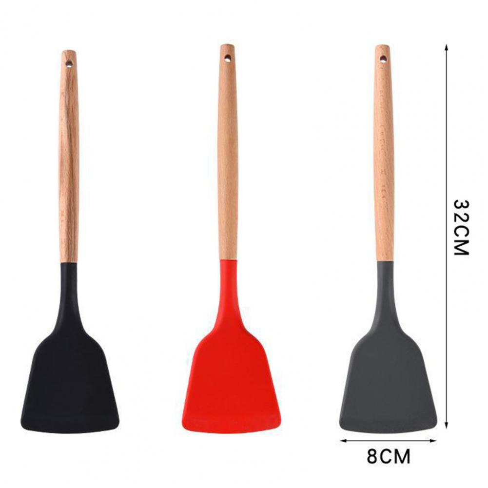 Spatula Silikon Gagang Kayu Tahan Panas