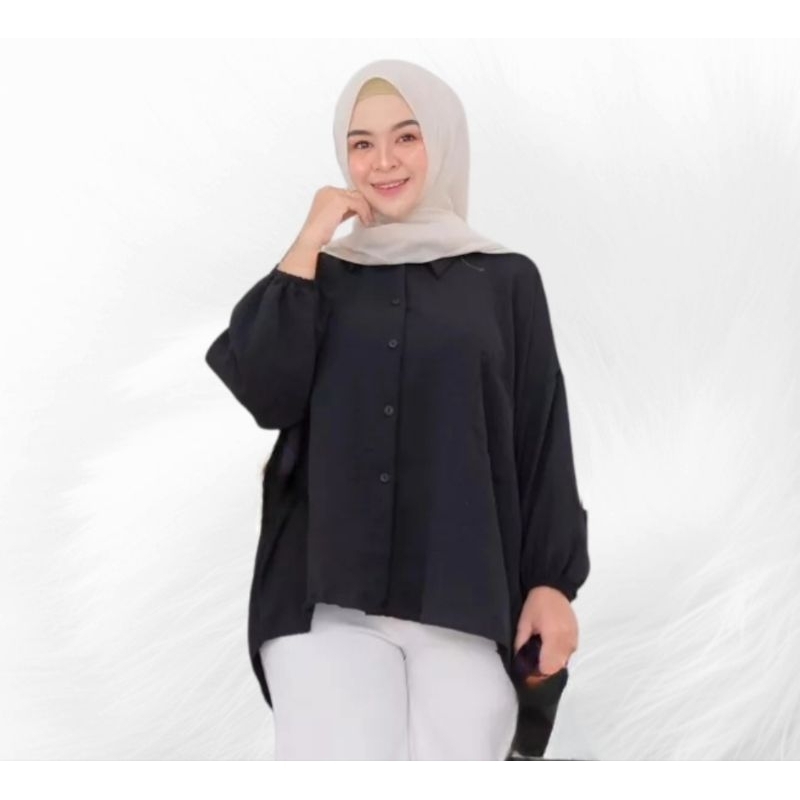 Kemeja Diva Blouse Jumbo Blouse Wanita Atasan Wanita Atasan Oversize Cringkle Rayon Atasan Hijab Blouse Muslimah Pakaian Wanita Fashion Trend Busui&amp;Friendly Cod