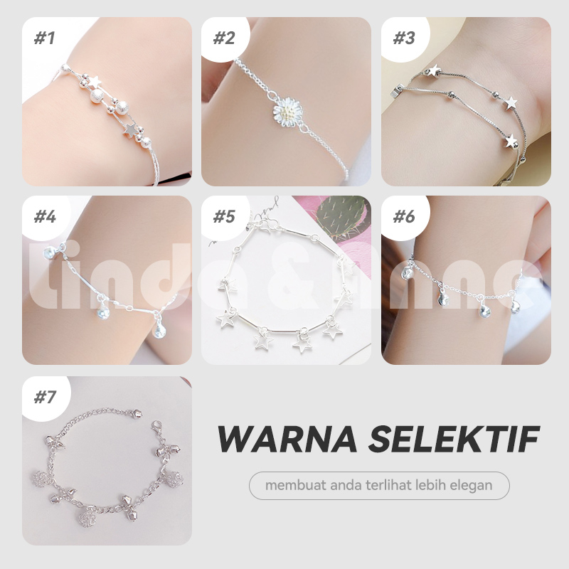 Aksesoris Gelang Rantai Variasi Aksen Liontin Untuk Wanita Gaya Casual Fashion Import - Perhiasan Gelang Wanita