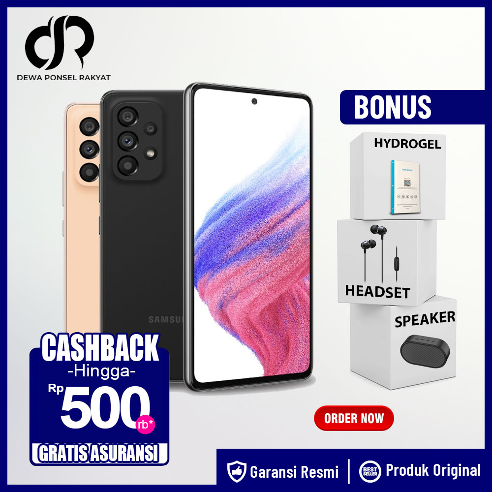 Handphone Samsung Galaxy A53 8/256GB - 8/128GB Garansi Resmi Samsung A53 8 GB 256 GB 8 GB 128 GB Not A52S A32 A23 A24 A33 A34 A54 A73 A03S A04 A04S A04E A13 A14 A03 CORE M12 M22 M32 M33 M53 A7 LITE A8