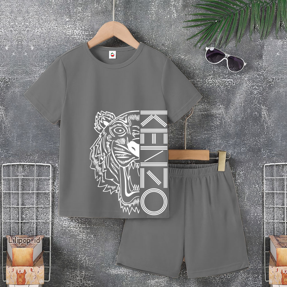 Baju Anak Stelan Usia 4-10 Tahun KENZO Kaos 3/4 Cowok Cewek  Celana Pendek Harian