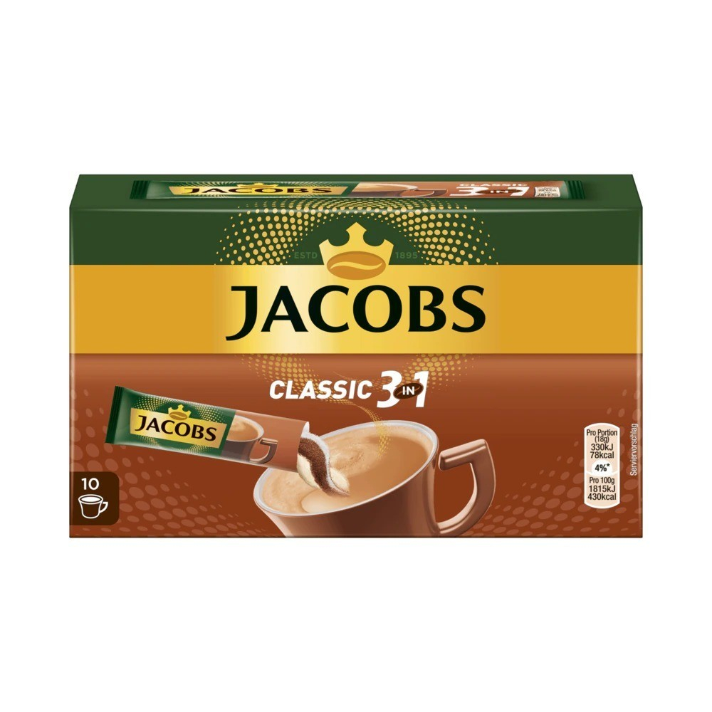 Jacobs Classic 3 in 1 Instant Coffee Sticks 10 x 18 Gram