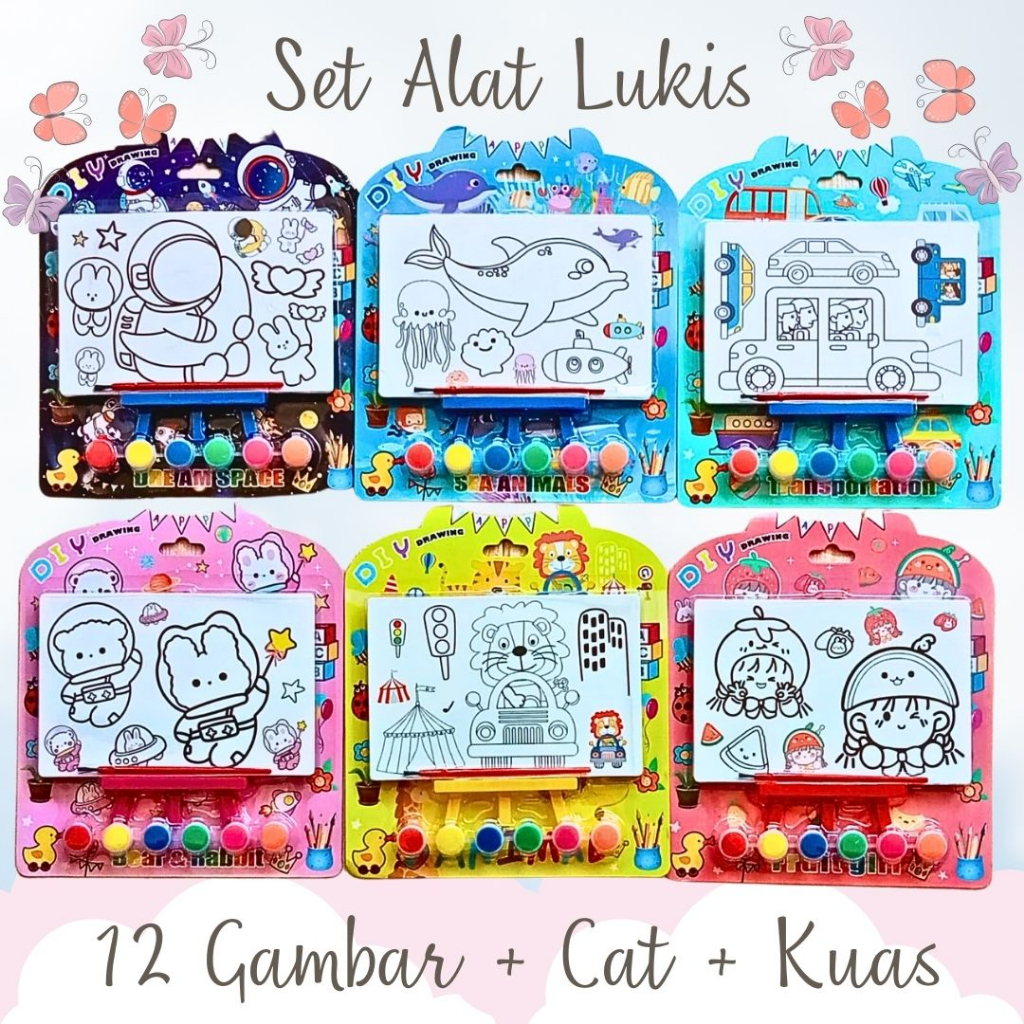 Set Lukis Kanvas Mini Mewarnai Coloring Art Mainan Edukasi Anak Motif Lucu Murah