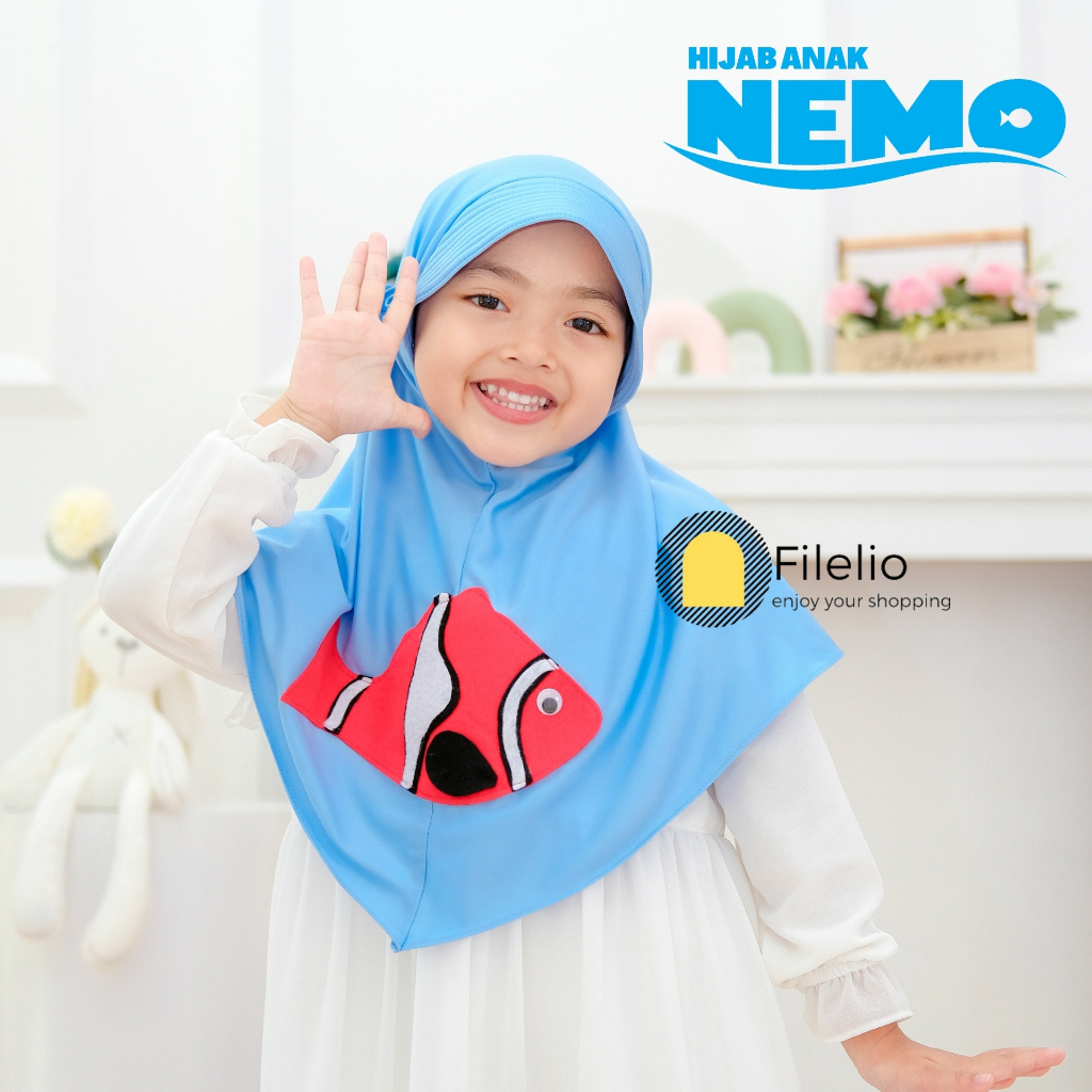 Hijab Anak TK Karakter NEMO Usia 4-7 Tahun Jilbab anak Karakter Lucu Terbaru Kerudung Anak Fish Nemo Pakaian Anak Perempuan