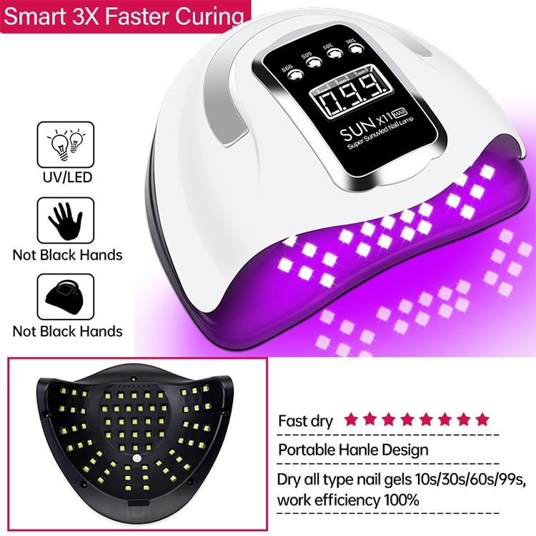 alat Pengering Kutek UV Lamp Nail Dryer Sensor with LCD Display 280 w 66 LED sinar UV kuku X11 max