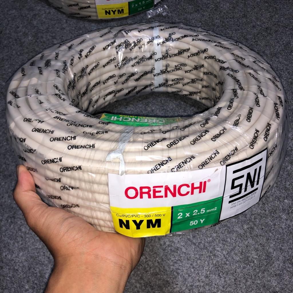 KABEL LISTRIK NYM KAWAT 2 X 1,5 / 2 X 2,5 ORENCHI NAGURU ASLI TEMBAGA MURAH 50 YARD 45 METER SNI /ROLL