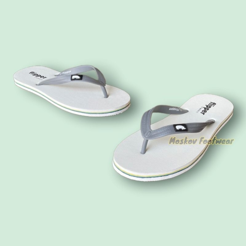 Munims Flip Flops Sandal Jepit Pria Santai Karet Rubber Anti Slip Sendal Japit Pantai Casual Flip Flop White On Grey