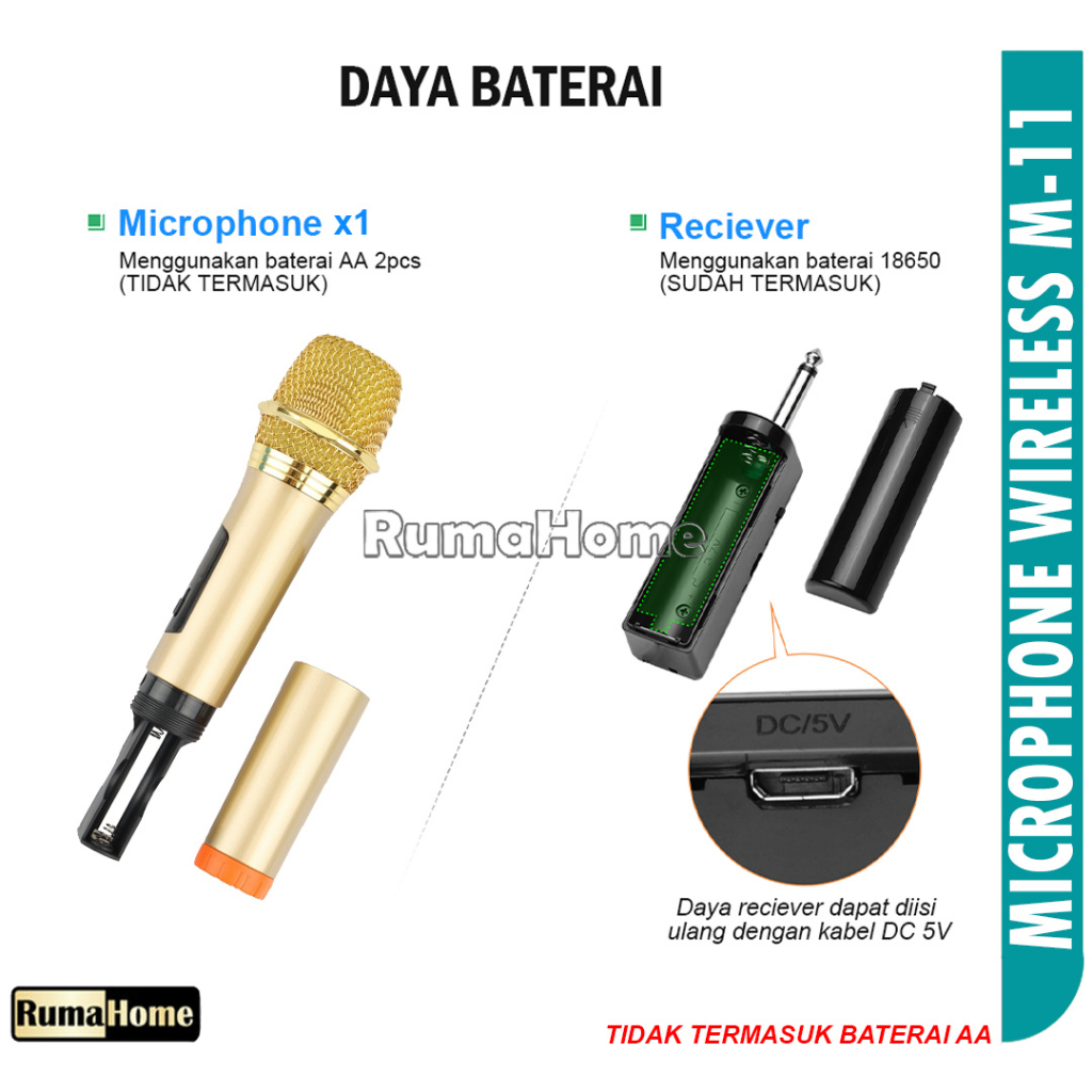 Mic wireless single Profesional Wireless microphone karaoke mic nirkabel mik mix suara super mantap oke